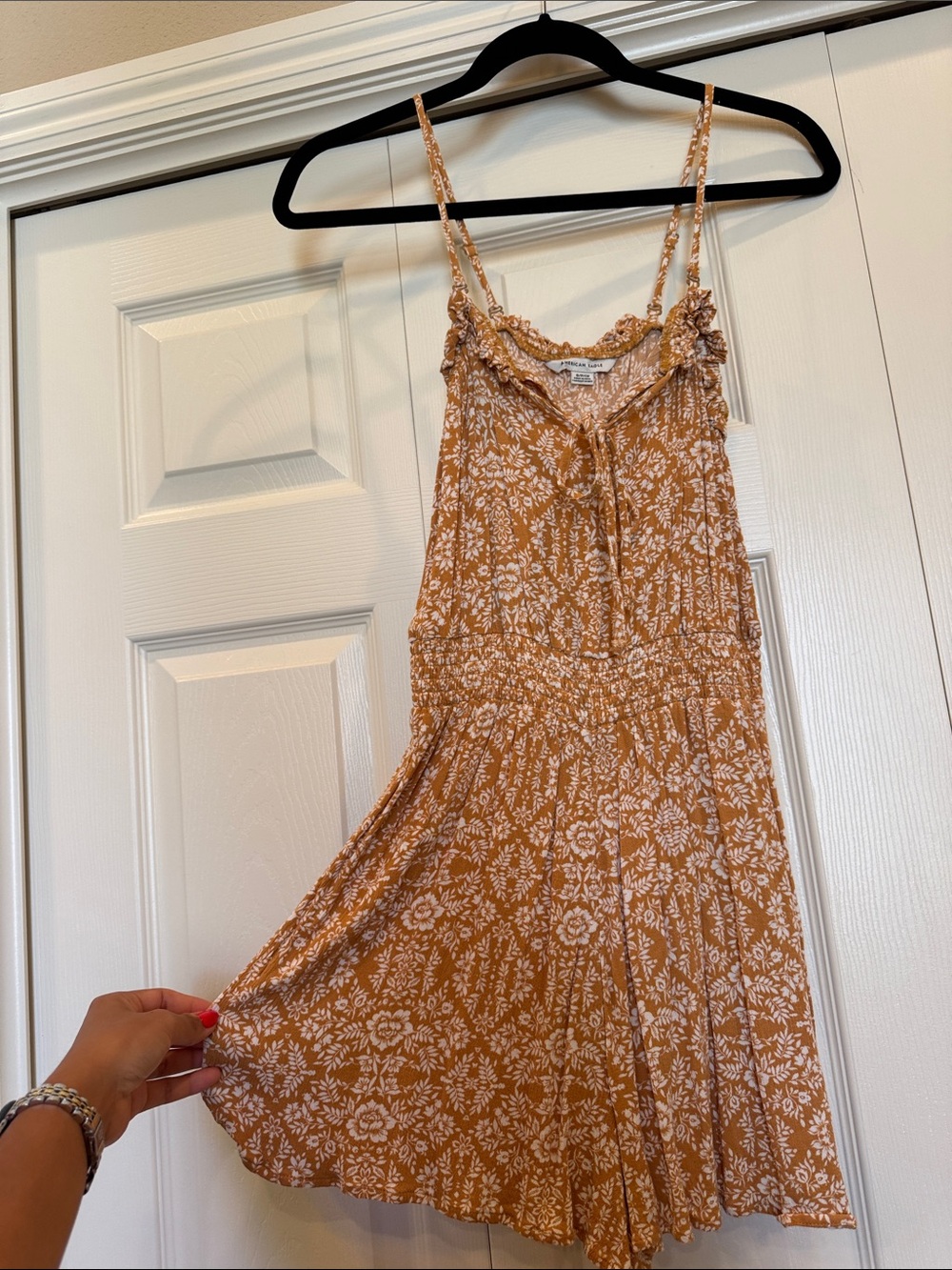 Women's Rust Floral Spaghetti-Strap romper